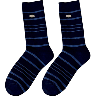 起步韩袜蓝色袜子女款2025新款秋冬双针棉线长袜条纹蝴蝶结堆堆袜