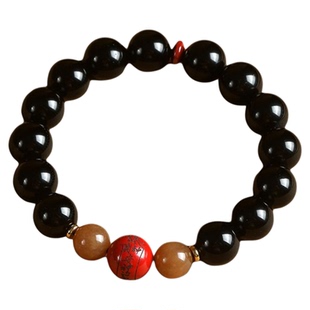 赤马红羊劫转运手串天然黑曜石2026生肖马本命年朱砂护身符手链