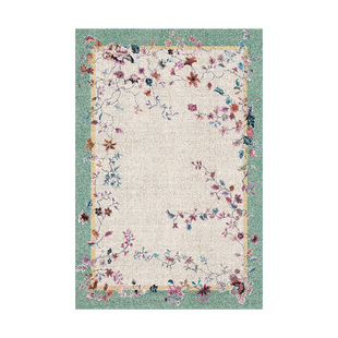 新中式国风客厅茶几地毯北欧简约地毯复古民族风床边毯可吸尘水洗