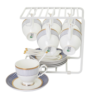 6套骨瓷咖啡杯碟套装家用陶瓷欧式咖啡具成套茶杯喝咖啡套具礼盒