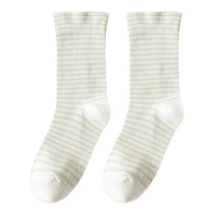 月子袜子女夏薄款纯棉中筒袜产妇孕妇坐月子宽松口条纹堆堆袜春秋