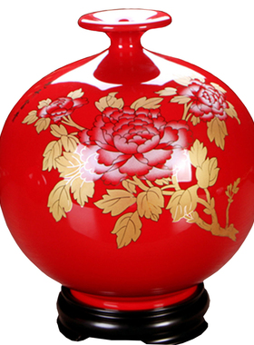 德化家居客厅招财进宝牡丹摆件