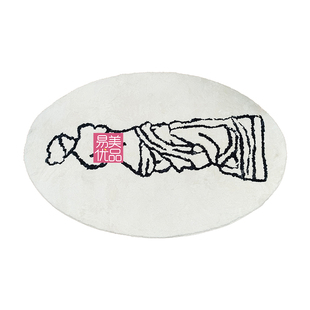 女性线条地毯美容院大厅地垫仿羊绒材质奶油风高级感沙发茶几轻奢