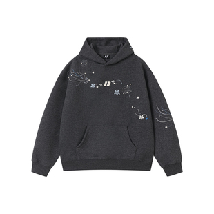 FORNINES重磅加绒钉珠连帽卫衣男女春秋季2025新款刺绣情侣装外套