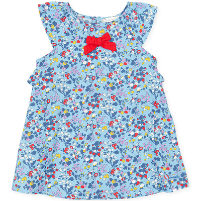 Tuttopiccolo蓝色碎花荷叶夏装