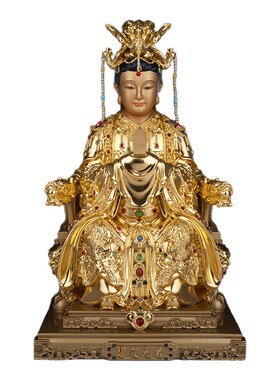 纯铜泰山奶奶碧霞元君神像摆件