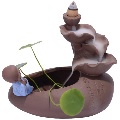 陶瓷茶宠摆设摆件 紫砂和尚小花器水植盆景 送倒流香粒塔香炉创意