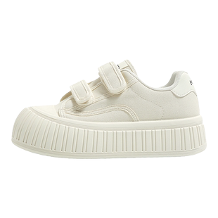 环球魔术贴小白鞋女款2026春季新款厚底百搭休闲女鞋纯色运动板鞋