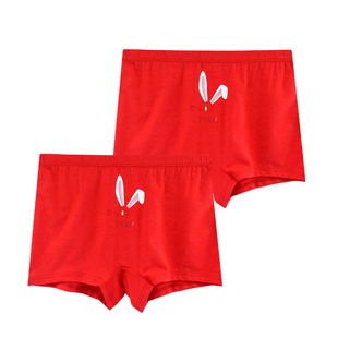 瑁恩瑁爱大红色女童内裤平角纯棉中大童四角女孩12岁本命年红短裤