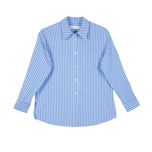 Lavinia女士衬衫春秋款时尚蓝白条纹法式长袖上衣外套R41C112