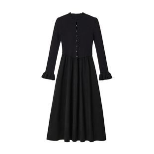 蓝语大码针织拼接内搭连衣裙2025冬季新款胖mm收腰显瘦打底长裙