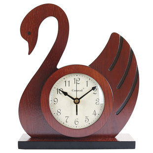 现代简约客厅座钟木质静音台钟创意天鹅时尚卧室床头书房摆件钟表