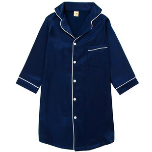 女童睡裙夏季薄款冰丝绸长袖睡衣家居裙真丝儿童睡裙春秋季亲子装