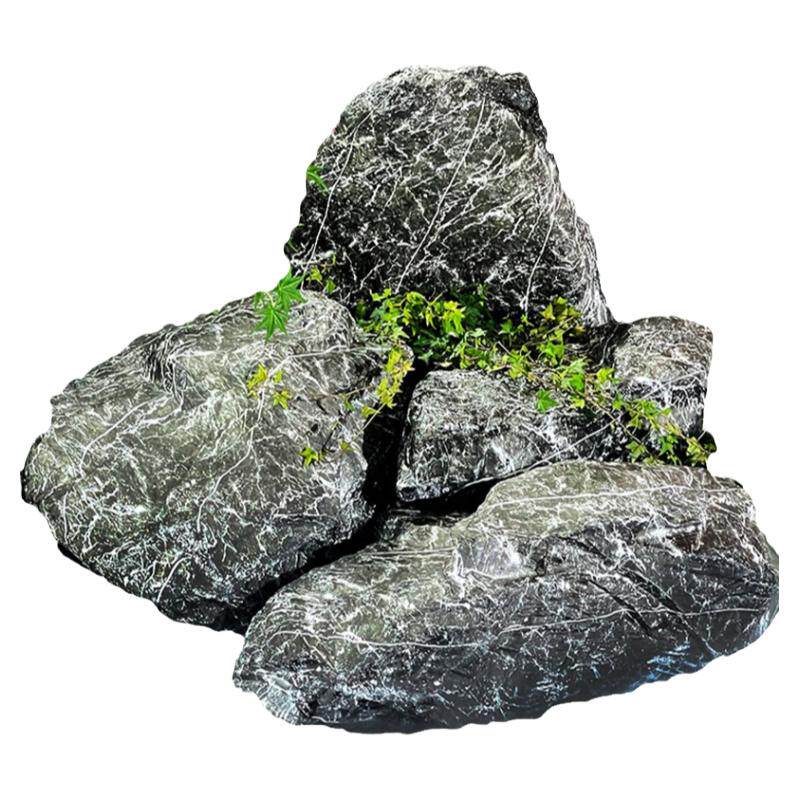 仿真玻璃钢石头黑山石造景石雕塑展厅造景道具假石头定制装饰摆件