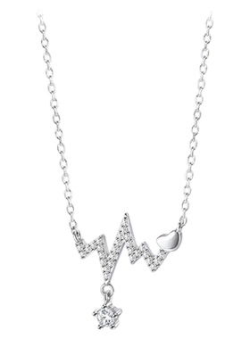 满钻心电图爱心项链女轻奢小众