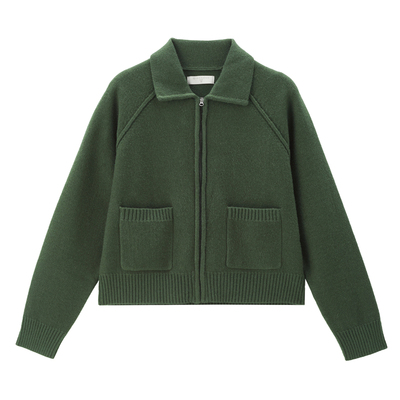 Giordano拉链翻领口袋针织衫