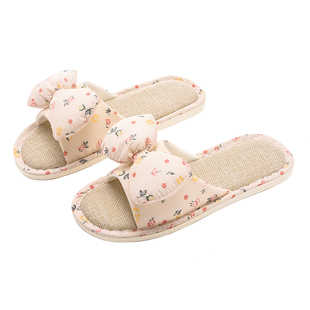 亚麻拖鞋女四季室内居家拖鞋家居家用静音防滑棉麻木地板拖鞋春秋