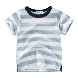 27kids男童纯棉薄款童装夏季短袖T恤韩版潮宝宝条纹半袖儿童夏装