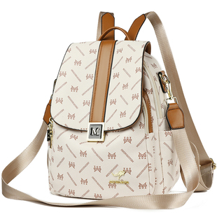 袋鼠真皮双肩包女2026新款时尚旅行旅游轻便双肩背包女士大容量