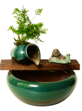 陶瓷循环过滤古法流水金鱼缸