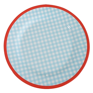 元气角落 ins法式少女心蓝白格子密胺餐盘波点圆盘耐热耐冷碗碟