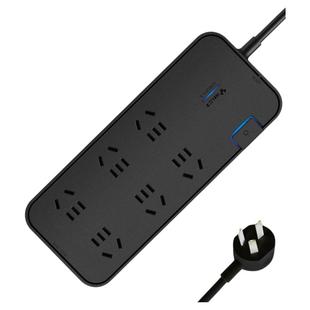 公牛插座面板多孔防雷抗电涌黑色排插板带线接线拖线板多功能家用