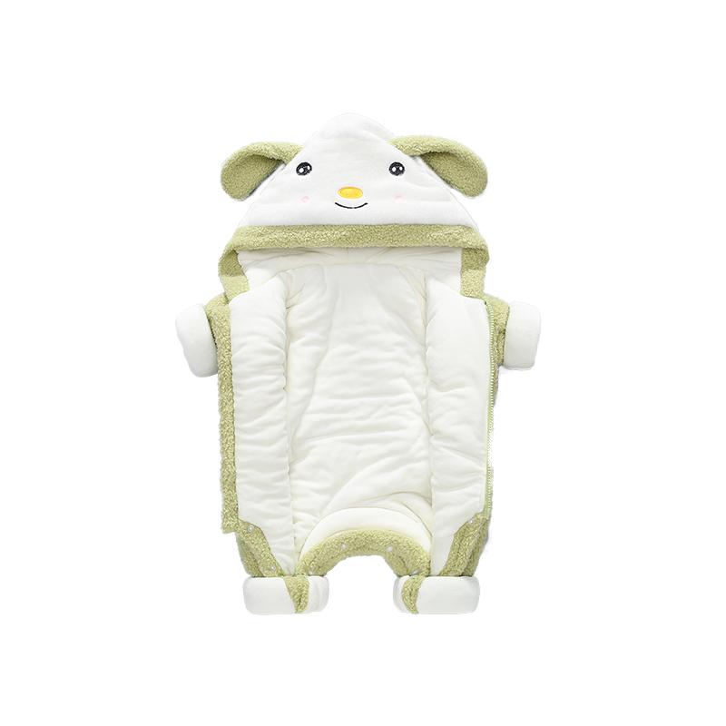 婴儿连体衣冬季加绒加厚保暖衣服新生儿冬装外出抱衣宝宝棉服小羊