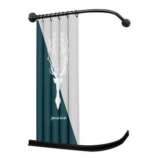 浴帘套装免打孔浴室加厚弧形杆L型隔断卫生间洗澡防水布干湿分离