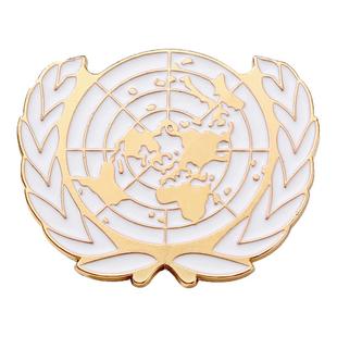 联合国创意纪念品地球胸针维和徽章防走光固定衣服别针勋章配饰品