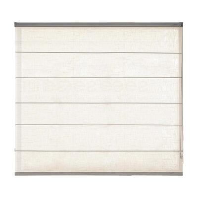 贵品亚麻中式电动折叠罗马帘纱帘