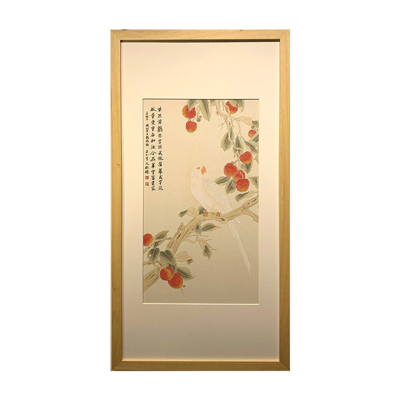 手绘真迹餐厅走廊楼梯有框工笔画