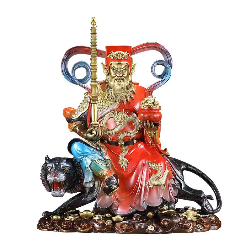 全铜武财神供奉赵公明摆件五路财神佛像赵公明财神骑黑虎开业礼品