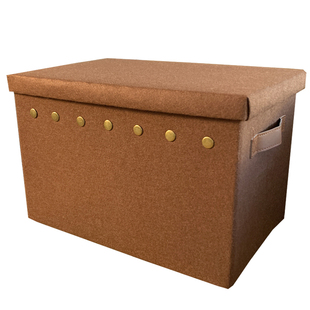 复古风柳钉收纳盒带盖整理箱衣柜格子酒吧收纳箱学生宿舍车载纸箱