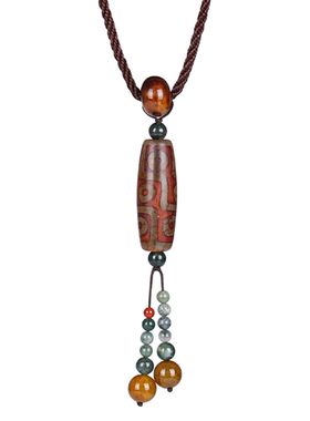 秋冬天珠吊坠配饰品民族风毛衣链