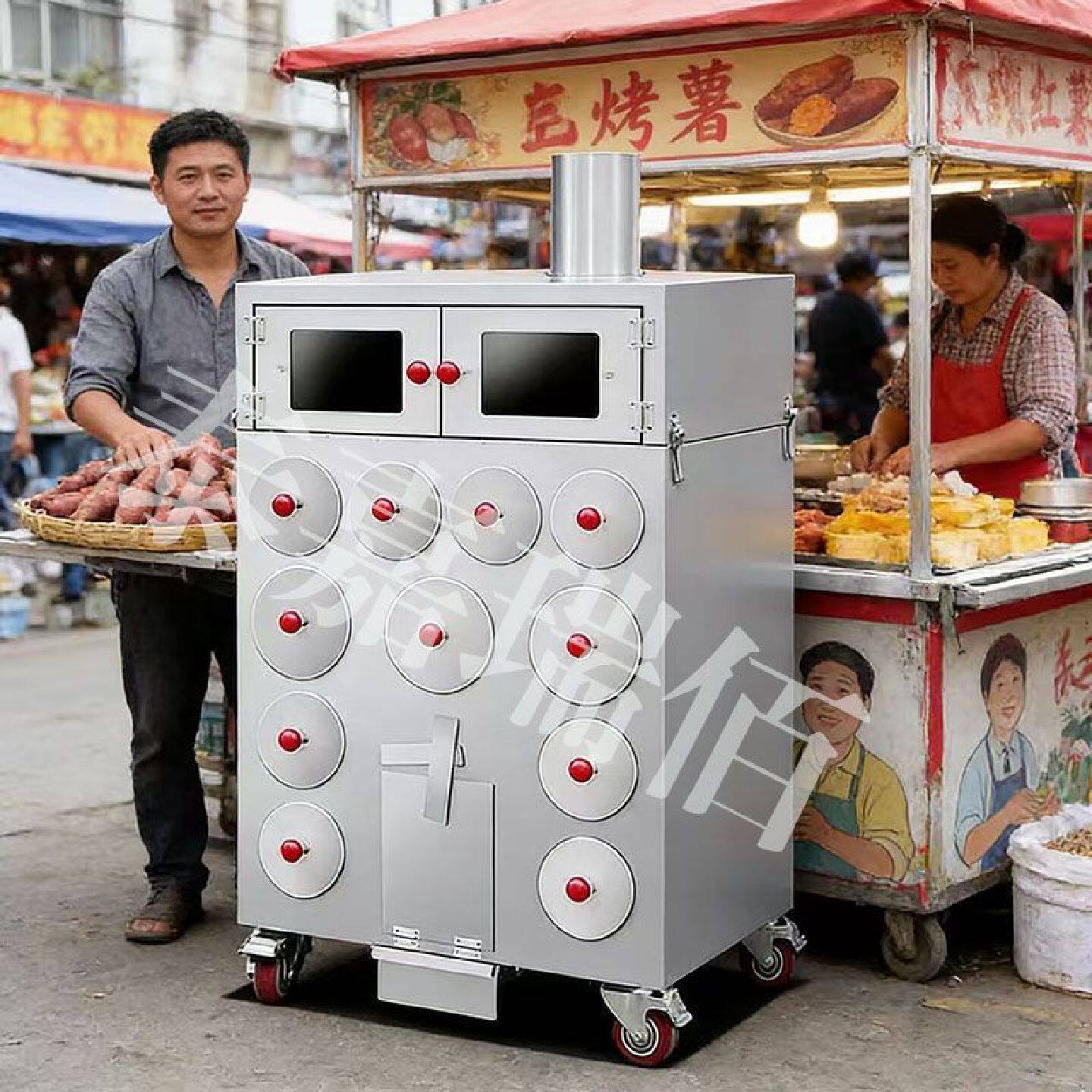 网红摆摊烧柴煤气烤地瓜烧洋芋烤炉烤梨烤鸡蛋玉米苞米炉甘蔗板栗