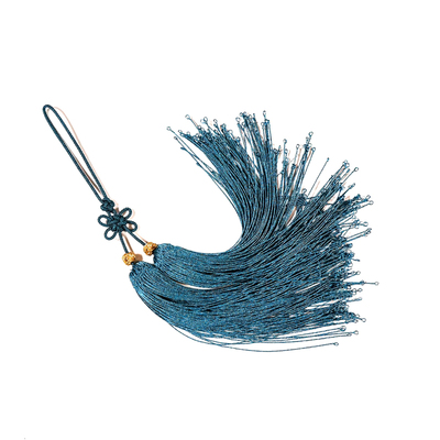 古法勾头回笼须流苏|新款彩金线手工回龙须 扇坠十八子老银配饰