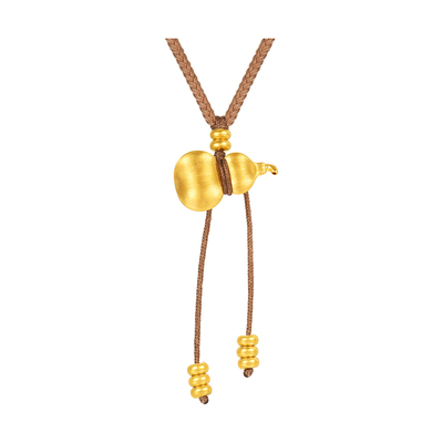 明牌珠宝金丝福禄硬金吊坠 足金拉丝葫芦算盘珠编绳项坠ASY0716