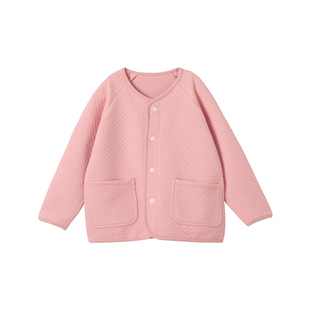 千趣会童装25年秋季新品儿童休闲外套针织绗缝男女童无领上衣