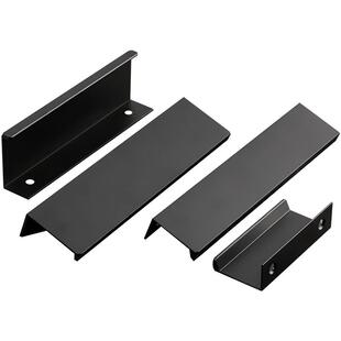 黑色隐形拉手免打孔抽屉橱柜衣柜门拉手把手现代简约柜子暗藏拉手