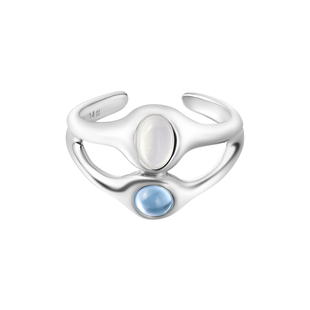 ARSIS曦海系列波光月影单层戒指法式精致小宝石小众开口戒男女