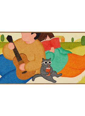 客厅沙发多巴胺装饰画餐厅横版画