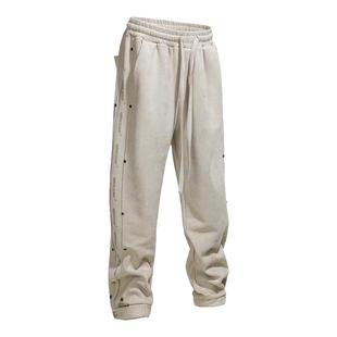 BJHG不计后果排扣直筒运动裤子男款春季美式新款复古情侣休闲卫裤