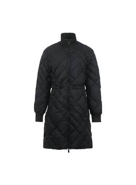 【自营】BURBERRY/博柏利女士菱格针织立领中长款保暖鹅绒羽绒服