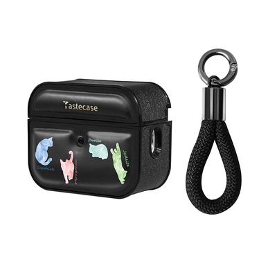 高级感黑色宝石猫咪磁吸耳机壳