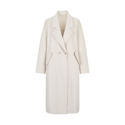 衣香丽影灰色100%全羊毛大衣女