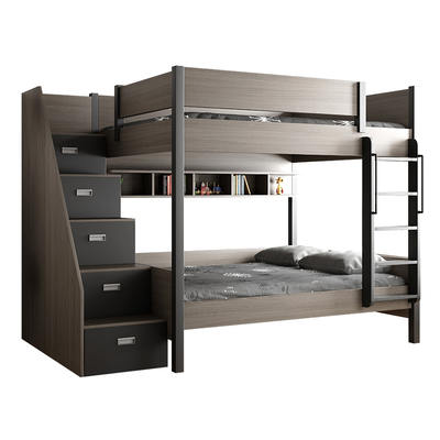 儿童床高低床子母床实木北欧梯柜