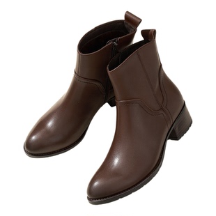 宝舒曼马丁靴女款2026新款短筒皮靴牛皮圆头真皮女靴软底短靴女鞋