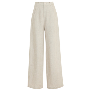 夏莫卡老钱风亚麻裤女夏季新品松弛舒适雨露麻直筒阔腿裤加长7745