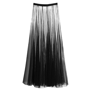黑色单层纱裙罩裙外搭衬裙网纱裙半身裙女透明薄裙子长裙内衬半裙