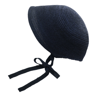 倪妮同款飘带渔夫帽女棉线针织盆帽26春夏新款休闲百搭出游防晒帽